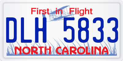 NC license plate DLH5833