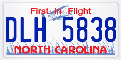 NC license plate DLH5838