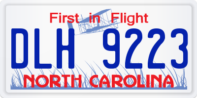 NC license plate DLH9223