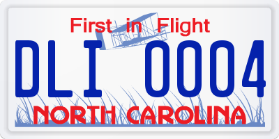 NC license plate DLI0004