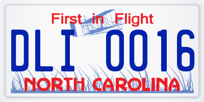 NC license plate DLI0016