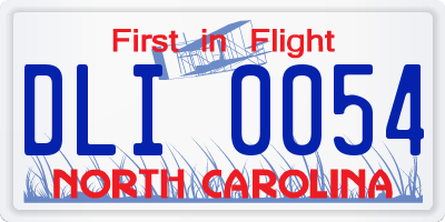 NC license plate DLI0054