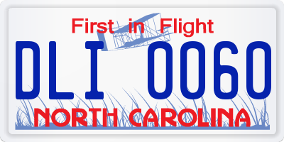 NC license plate DLI0060