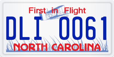 NC license plate DLI0061