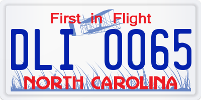 NC license plate DLI0065
