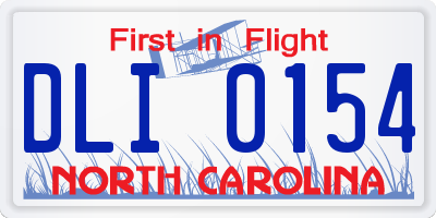 NC license plate DLI0154