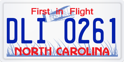 NC license plate DLI0261