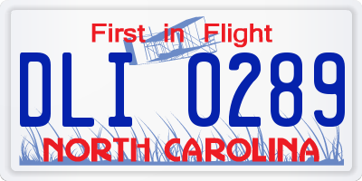 NC license plate DLI0289