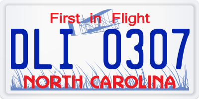 NC license plate DLI0307