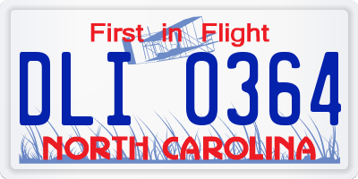 NC license plate DLI0364