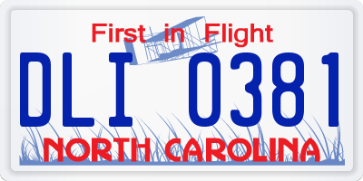 NC license plate DLI0381