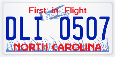 NC license plate DLI0507