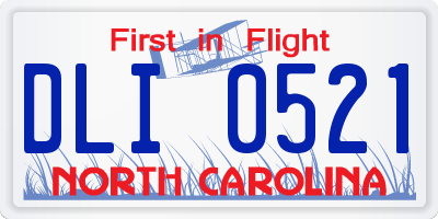NC license plate DLI0521