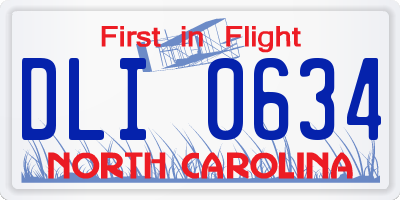 NC license plate DLI0634