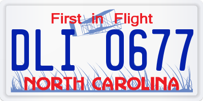 NC license plate DLI0677