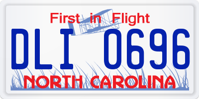 NC license plate DLI0696