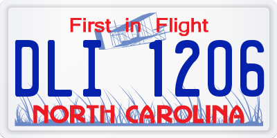 NC license plate DLI1206