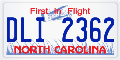 NC license plate DLI2362