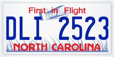 NC license plate DLI2523