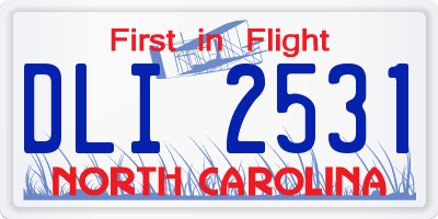 NC license plate DLI2531