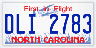 NC license plate DLI2783