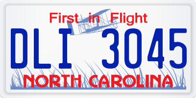 NC license plate DLI3045