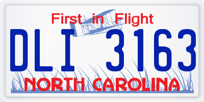 NC license plate DLI3163