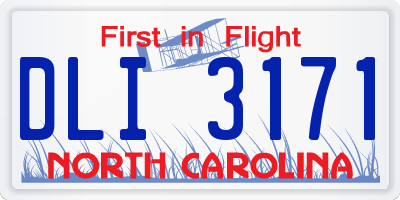 NC license plate DLI3171