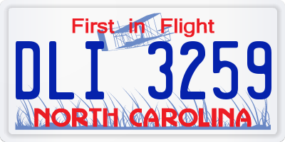 NC license plate DLI3259