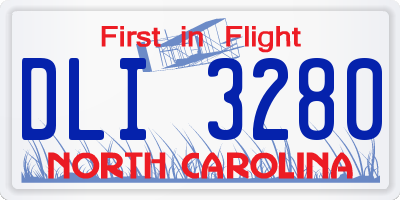 NC license plate DLI3280