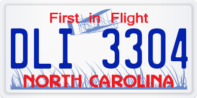 NC license plate DLI3304