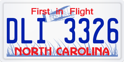 NC license plate DLI3326