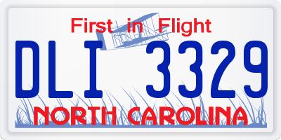 NC license plate DLI3329