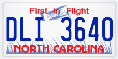 NC license plate DLI3640