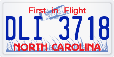 NC license plate DLI3718