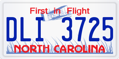 NC license plate DLI3725
