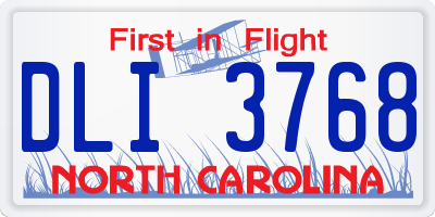 NC license plate DLI3768