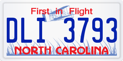 NC license plate DLI3793