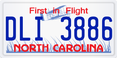 NC license plate DLI3886