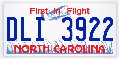NC license plate DLI3922