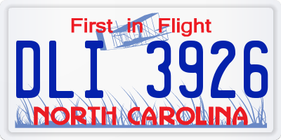 NC license plate DLI3926