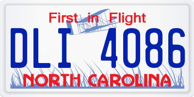 NC license plate DLI4086