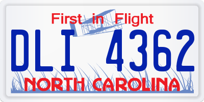 NC license plate DLI4362