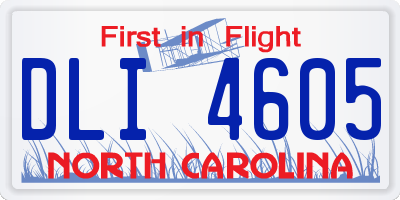 NC license plate DLI4605