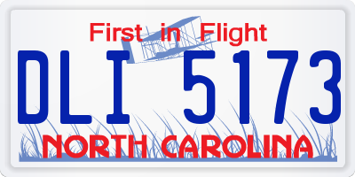 NC license plate DLI5173