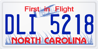 NC license plate DLI5218