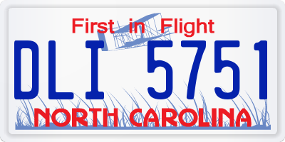 NC license plate DLI5751
