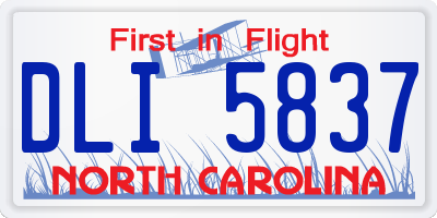 NC license plate DLI5837