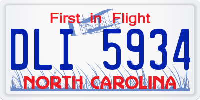 NC license plate DLI5934