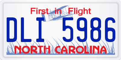 NC license plate DLI5986